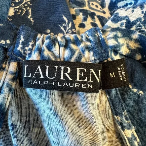 Lauren Ralph Lauren Women's Sleeveless Blue & White Floral Dress M - Picture 8 of 15